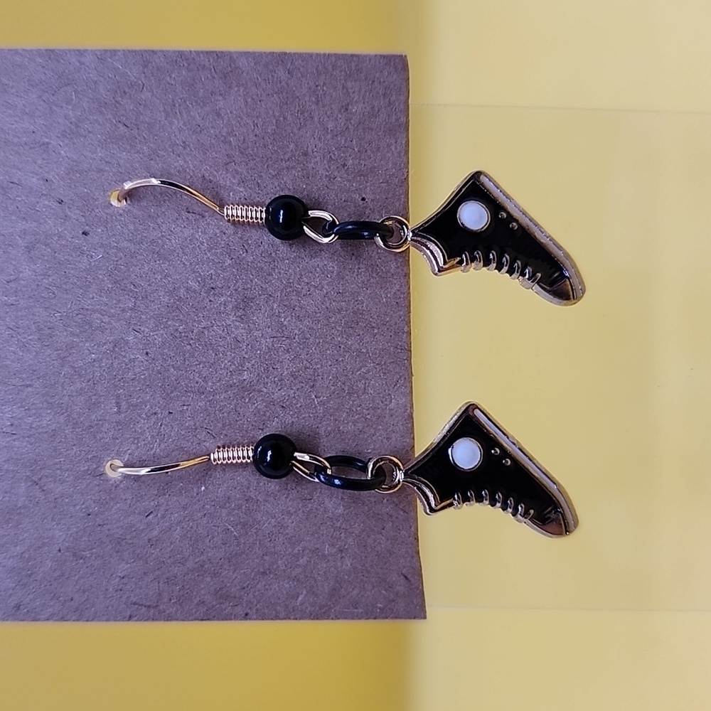 Gold converse shoes earrings